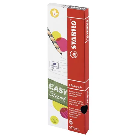Ergonomischer Dreikant-Bleistift für Linkshänder - STABILO EASYgraph in pink - 6er Pack - Härtegrad HB