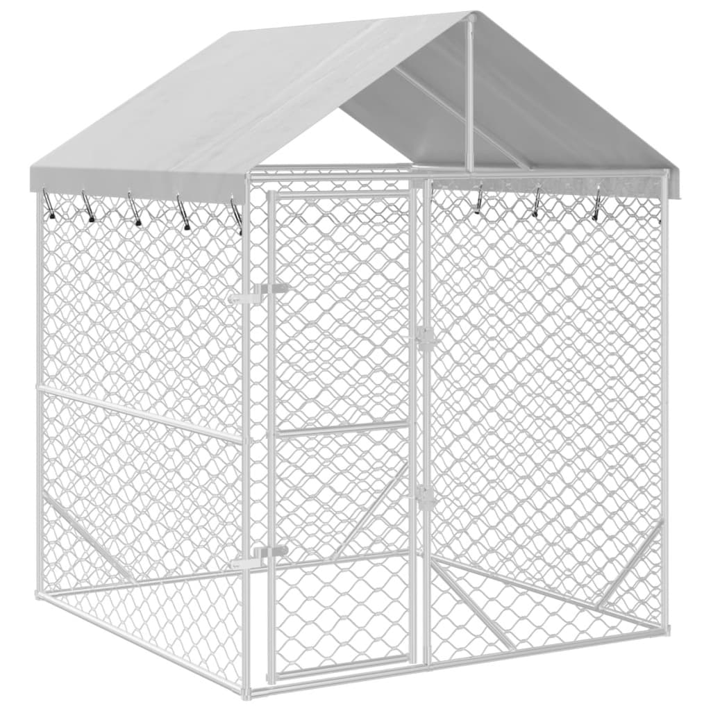 Canil externo para cães vidaXL com telhado, aço galvanizado, prata, 10x2x2,5m