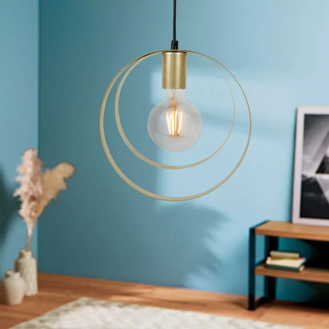 Suspension lumineuse métal (D25,5 cm) Saturne Or