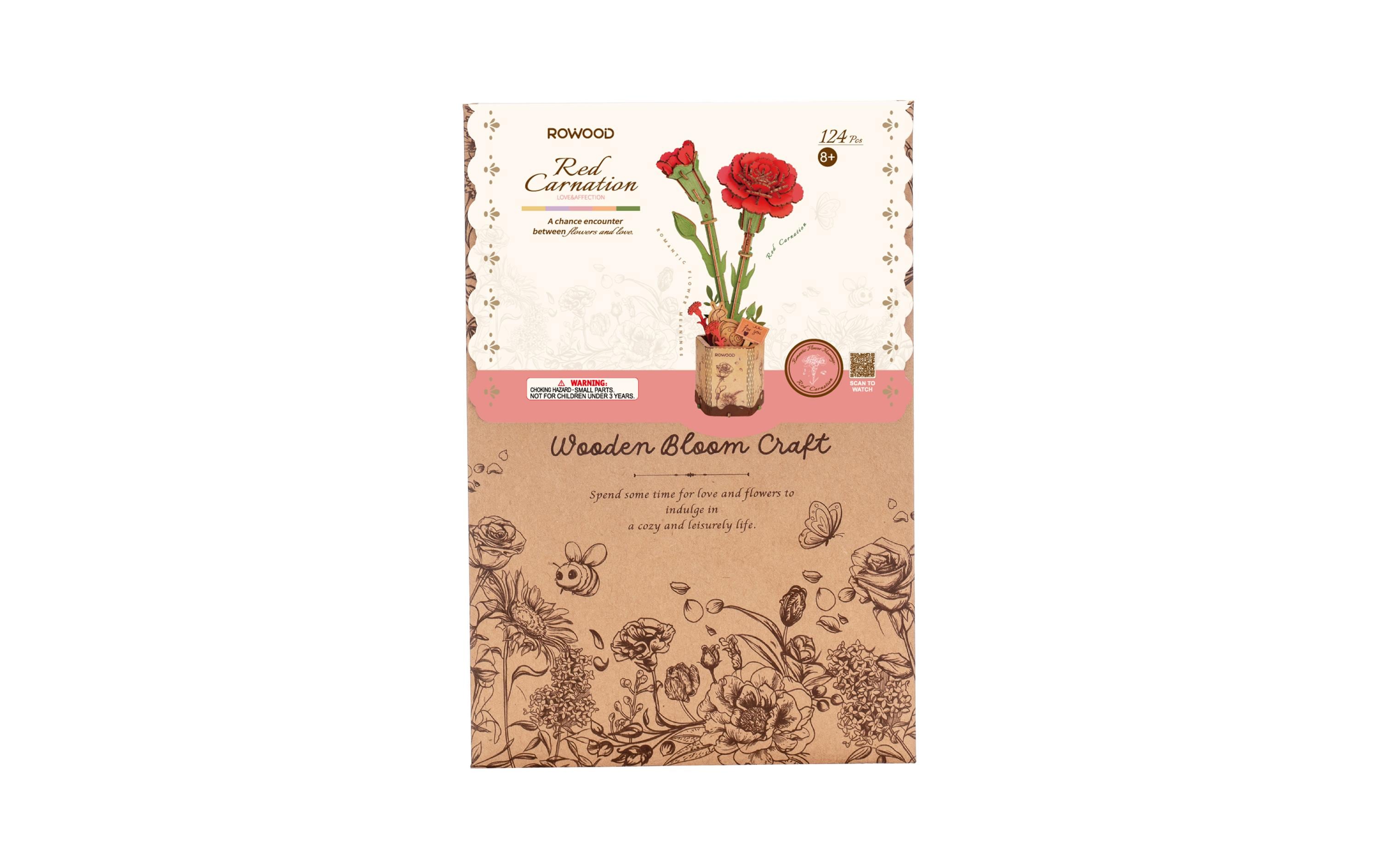 Bausatz Red Carnation 124-teilig3D-Puzzle aus lasergeschnittenen Holzteilen