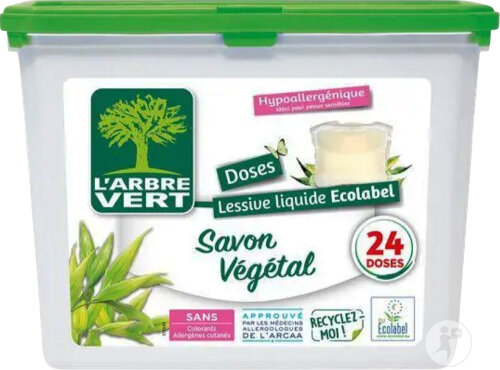 Arbre Vert Doses Lessive Liquide Au Savon Végétal 24 Pièces