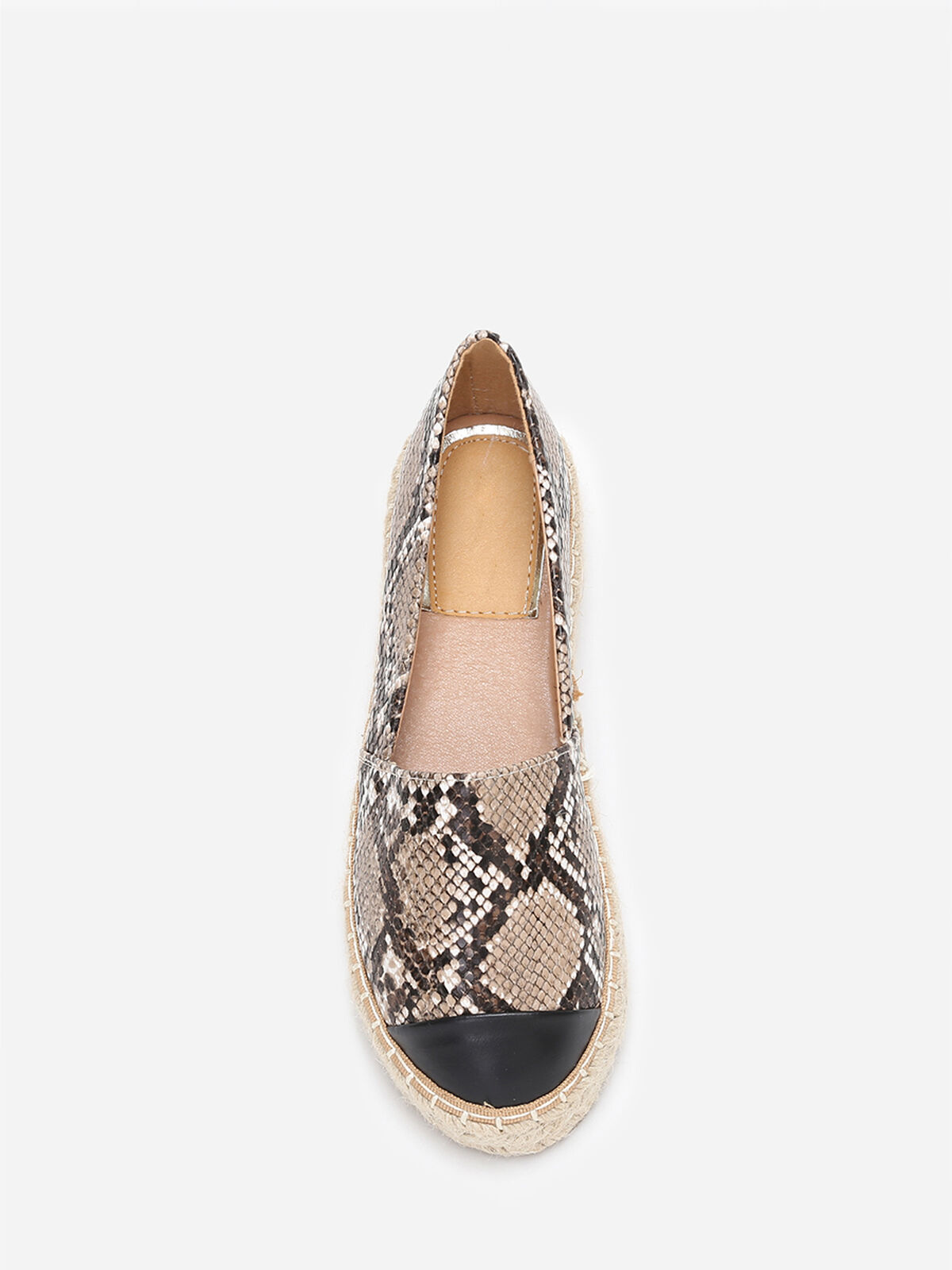 Espadrilles effet python à plateforme- Beige