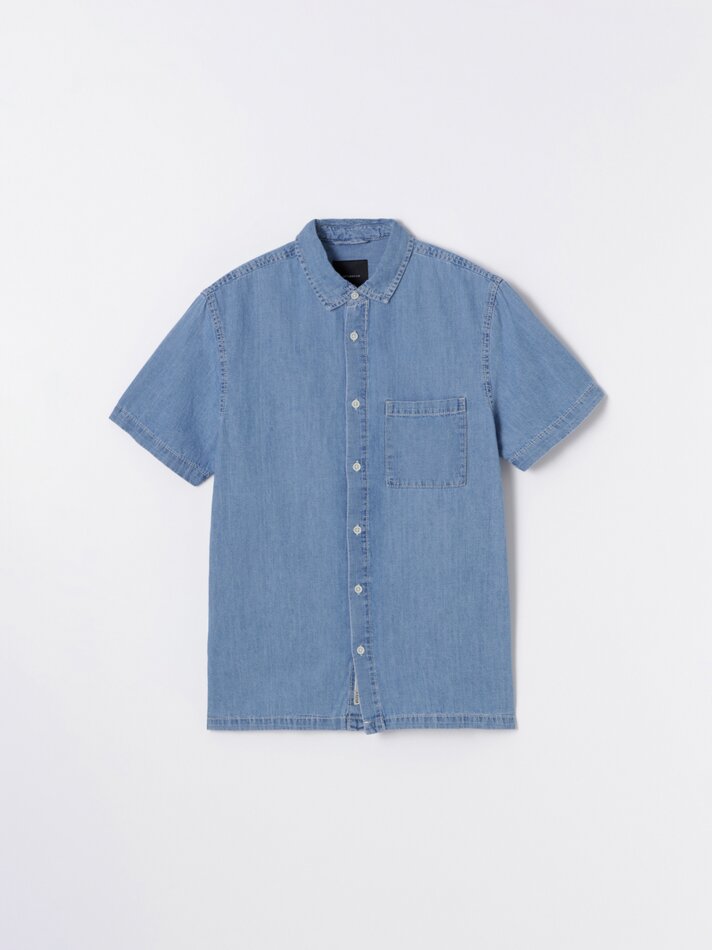 Camisa jeans de manga curta - Índigo