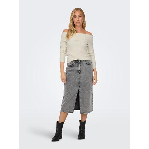 ONLY Gry Højtaljet Denimnederdel, Grey Denim Acid, L