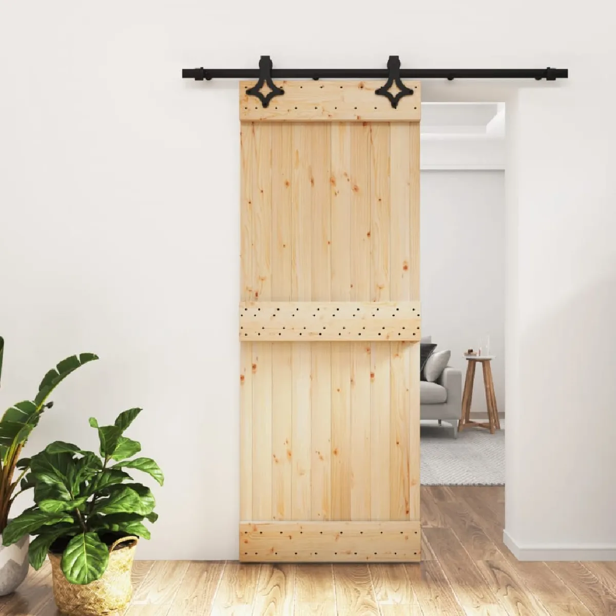 vidaXL Porte coulissante pin massif 80x210 cm avec kit