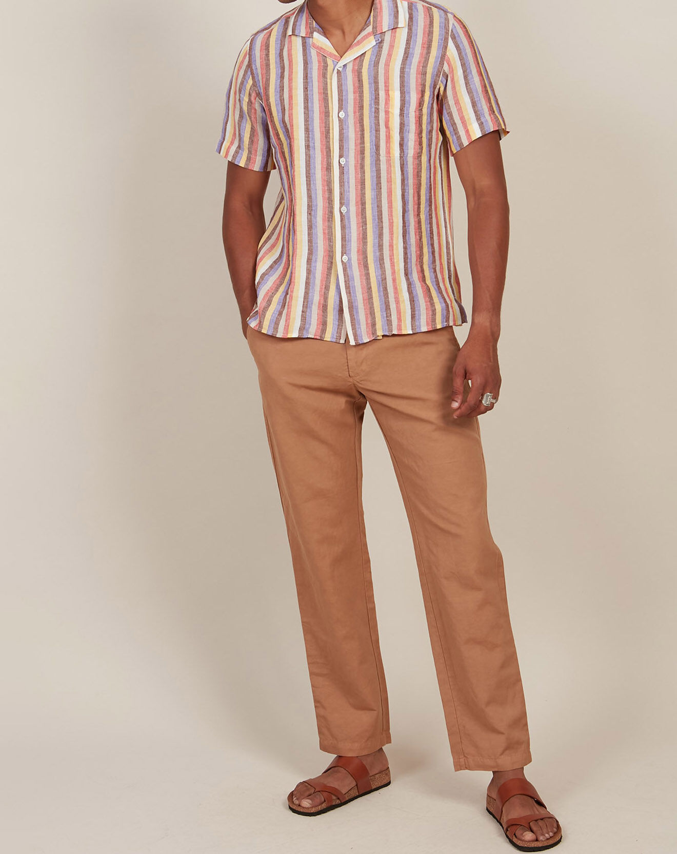 Hartford Chemise 100% Lin slim Slam baby rose