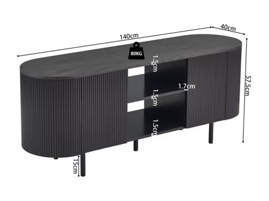 Meuble TV VAGOS – 2 niches et 2 portes – Dimensions L140 x H57,5 x P40 cm – Coloris brun foncé – Style Design