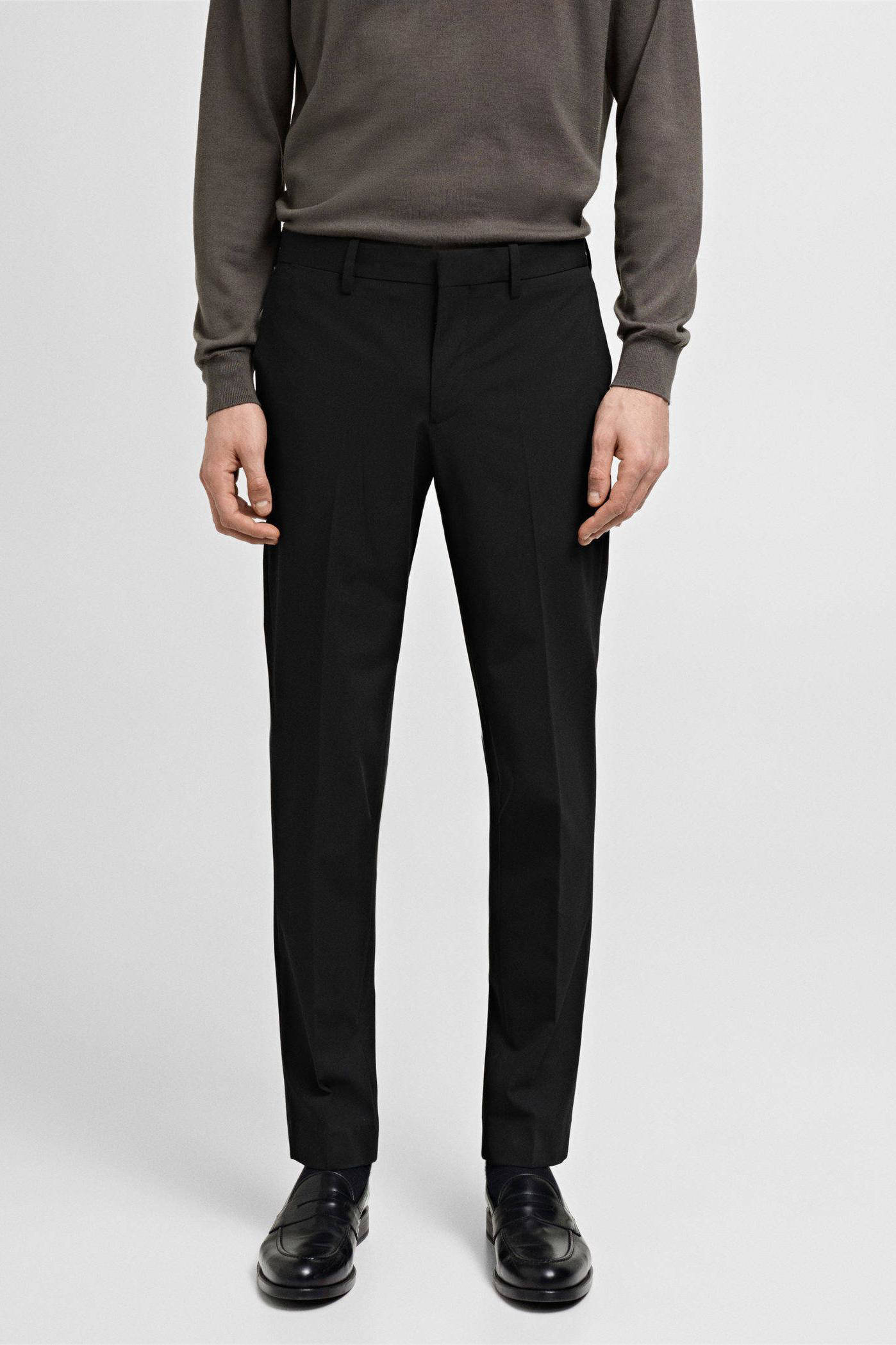 Mango Man slim pantalon zwart