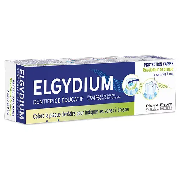 Pasta de dentes educativa Elgydium Baby & Child para proteção contra cáries, a partir de 7 anos, 50ml