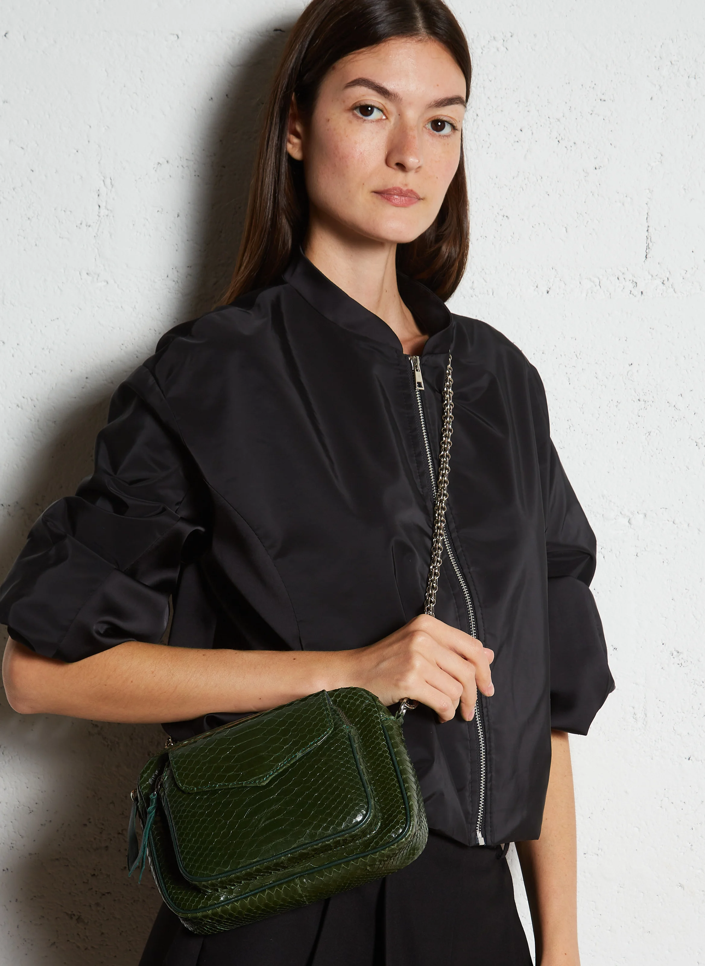 CHARLY - Sac bandoulière en cuir de python| Vert