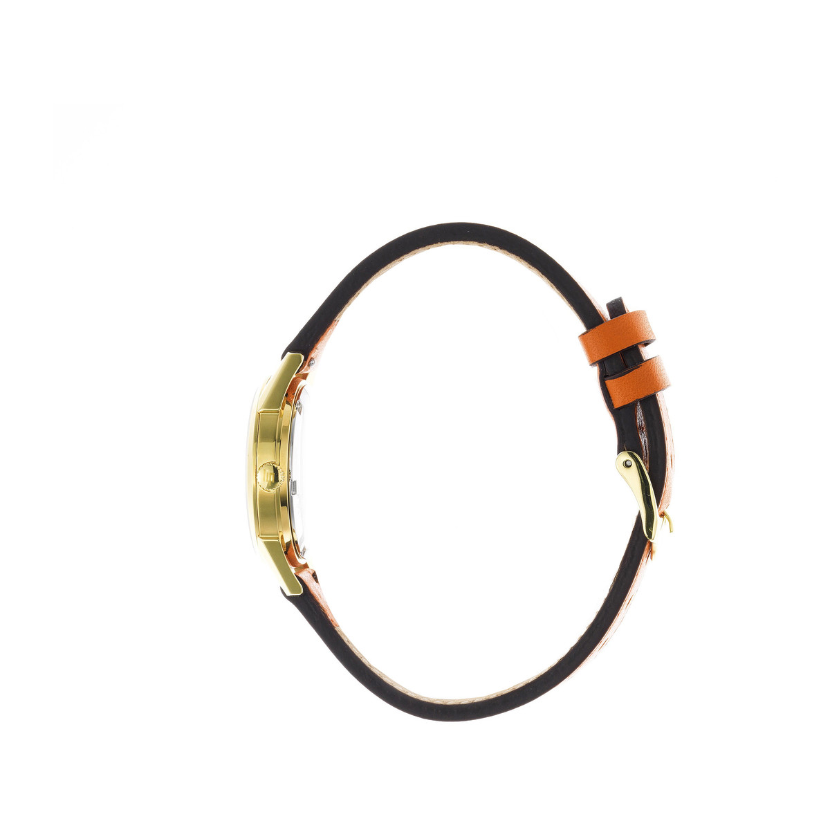 Montre Lip femme acier doré bracelet cuir orange