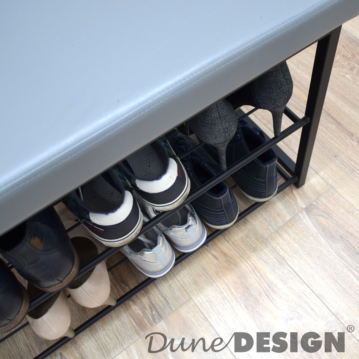Schuhregal 96x32,5x51cm Schuhbank Offener Schuhschrank Schuh Regal Sitzbank Grau