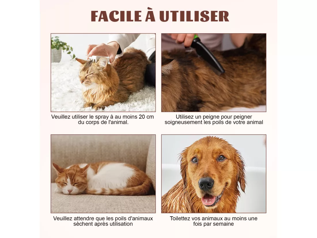 Soins du pelage THE ANIMAL ORGANICS, sprays pour pelage pour chiens, fabriqué au Japon, 150 ml