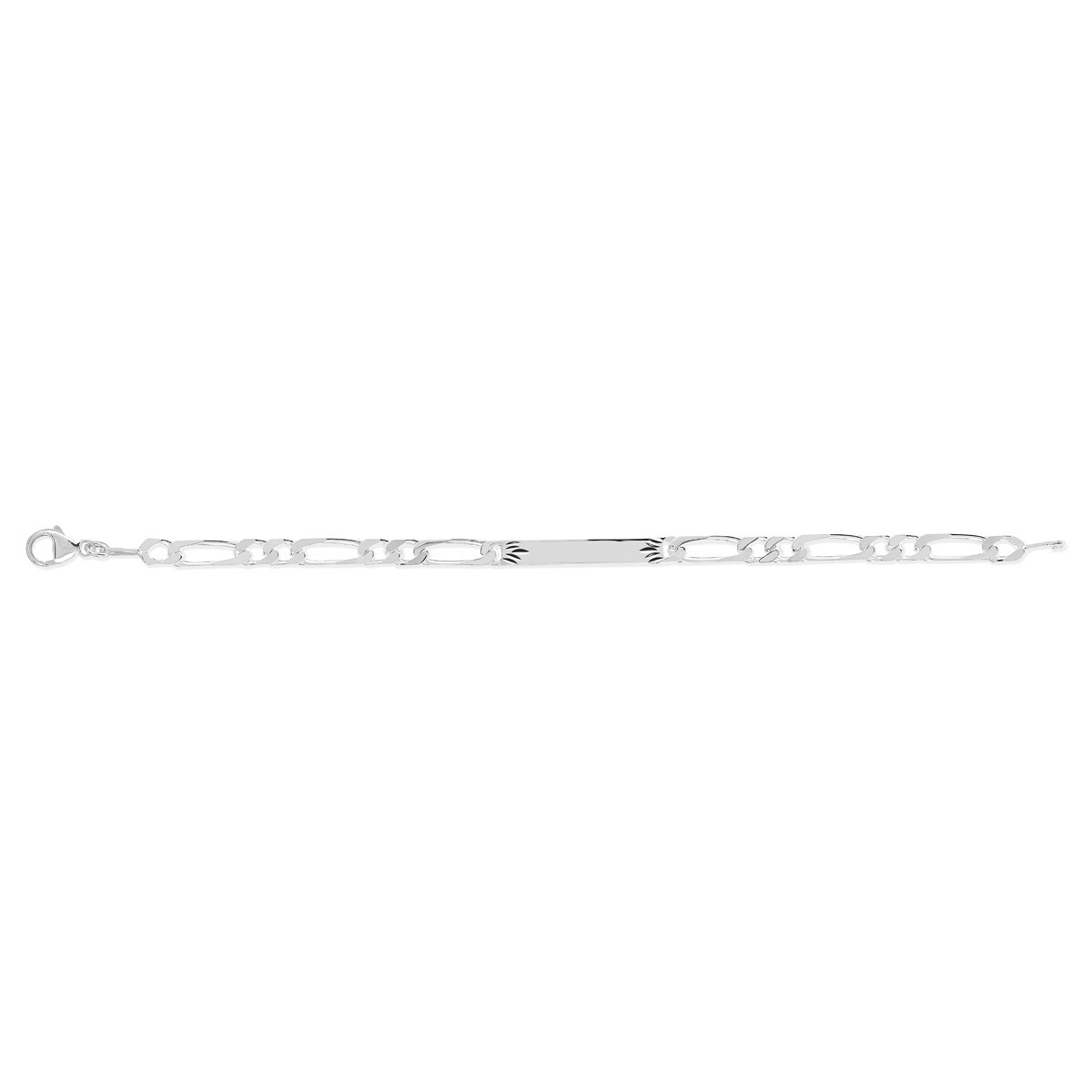 Bracelet identité argent 925 personnalisable plaque diamantée 19 cm