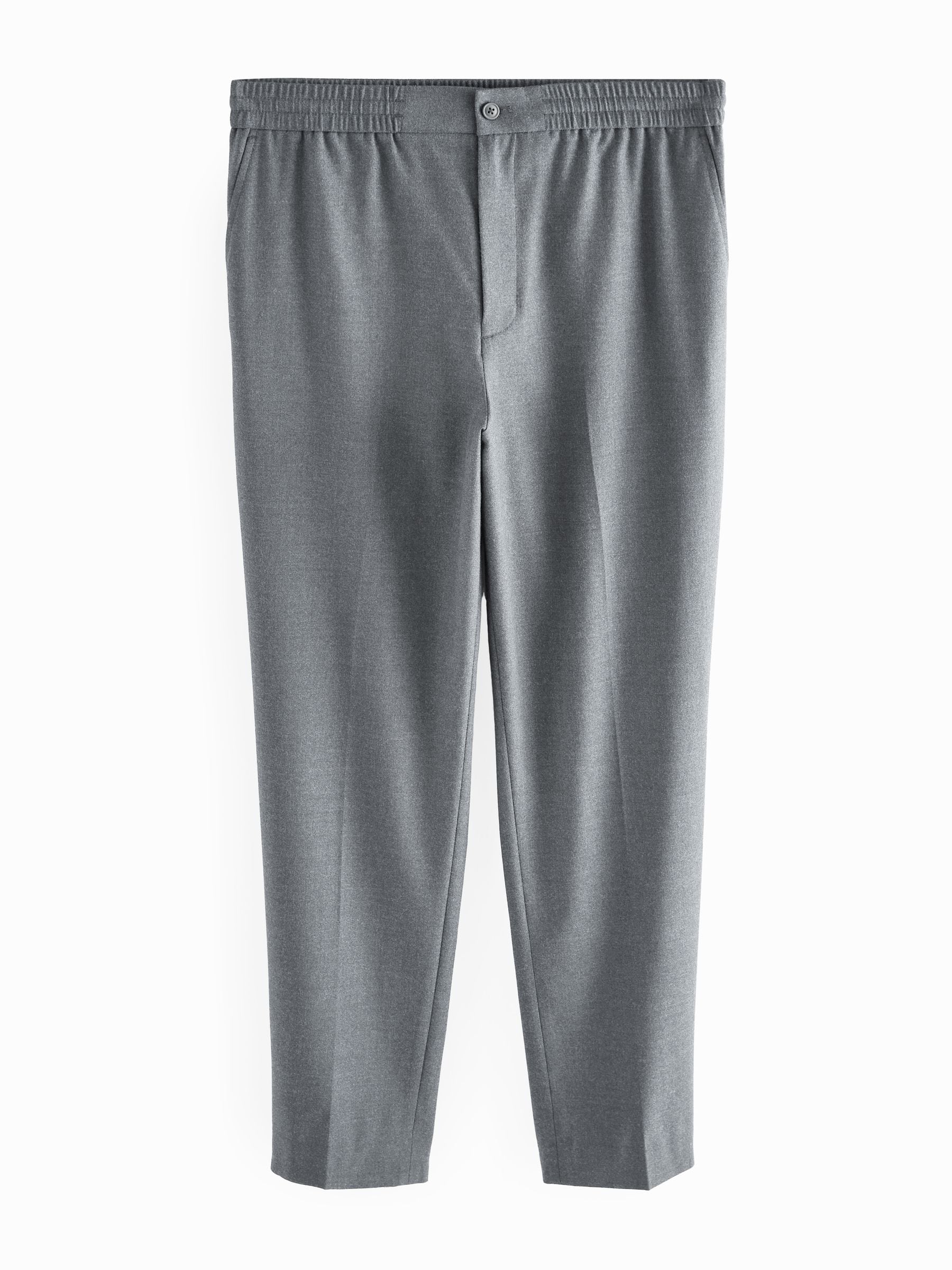Grijs - Elasticated Waist Wool Rich Textured Formal Trousers