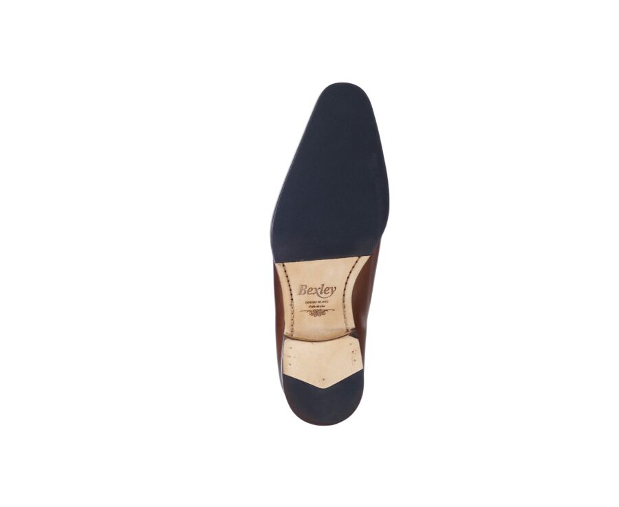 Richelieu homme Châtaigne Patiné semelle cuir avec patin - BELLAGIO PATIN