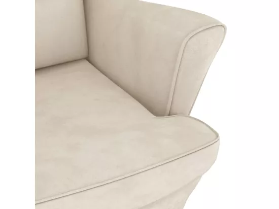 Chaise à bascule avec pieds en bois et tabouret Crème Velours
