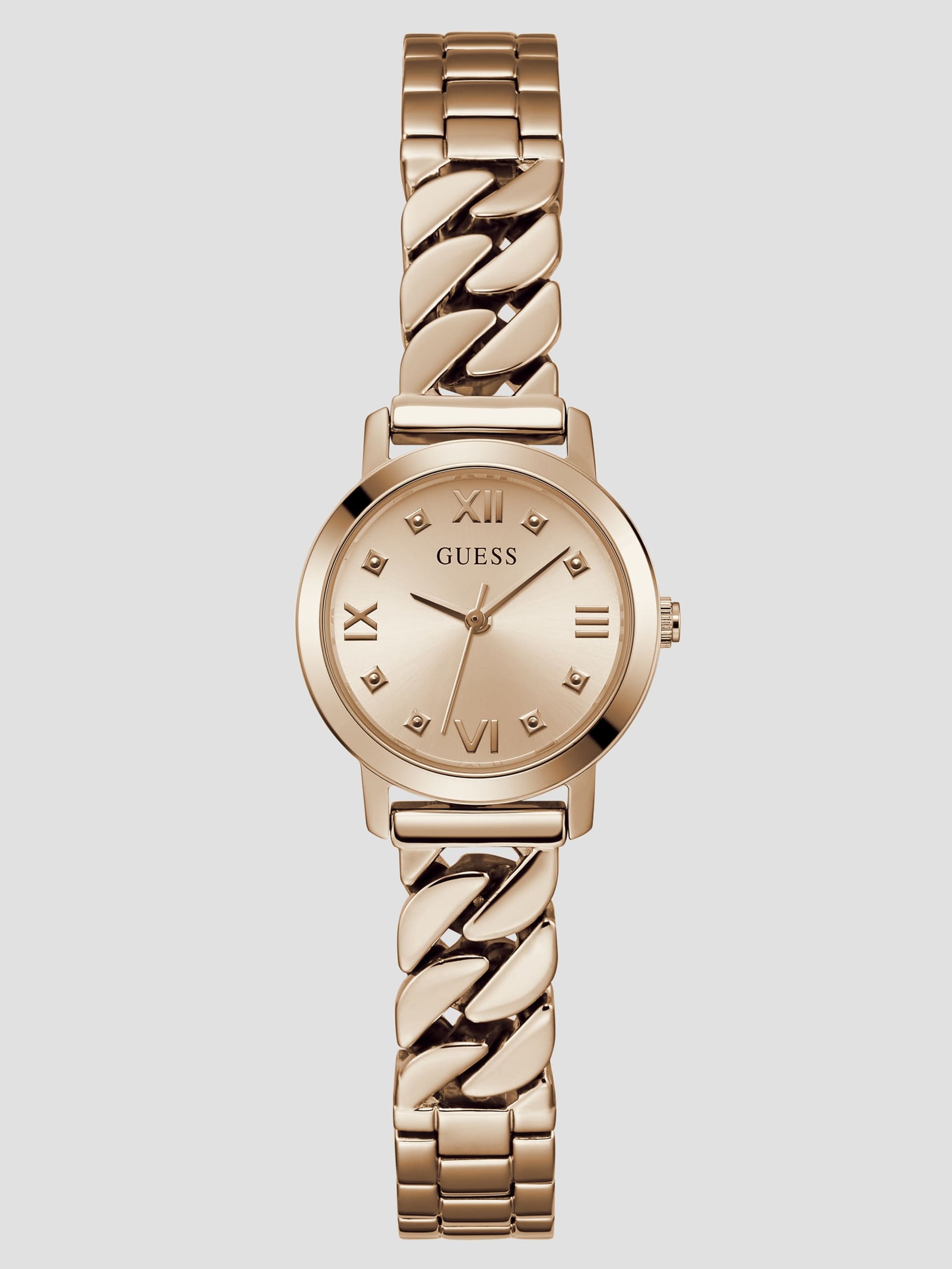Relógio analógico com pulseira mista em tom de ouro rosa