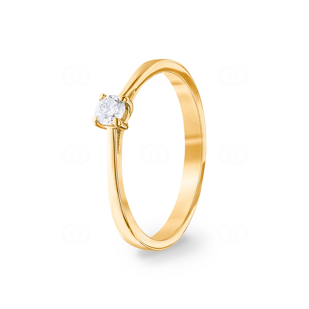 0.15 Karat Diamant Verlobungsring 750/18 K Gelbgold in 4-Griff