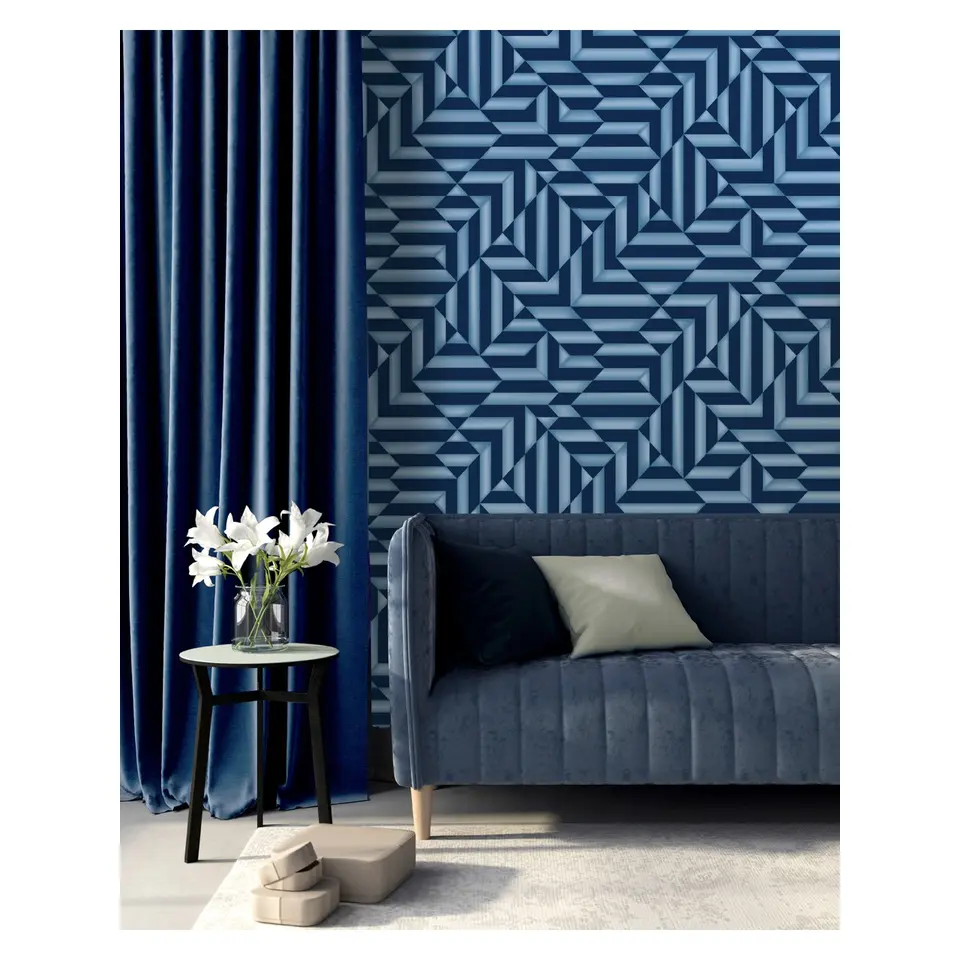 Dutch Wallcoverings - Galactik ruit/streep blauw - 0,53x10,05m