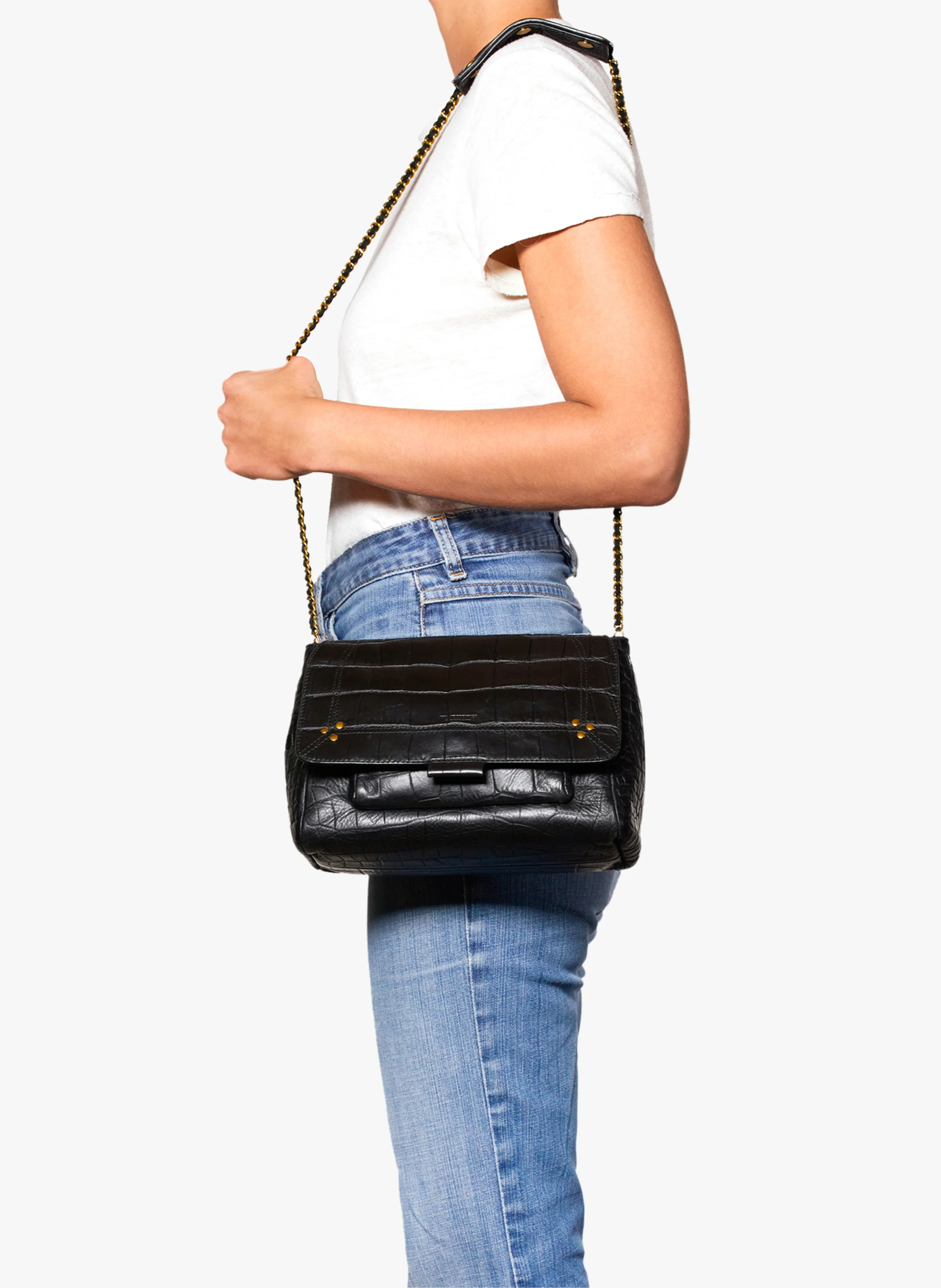 LULU M - Sac porté en cuir embossé | Noir