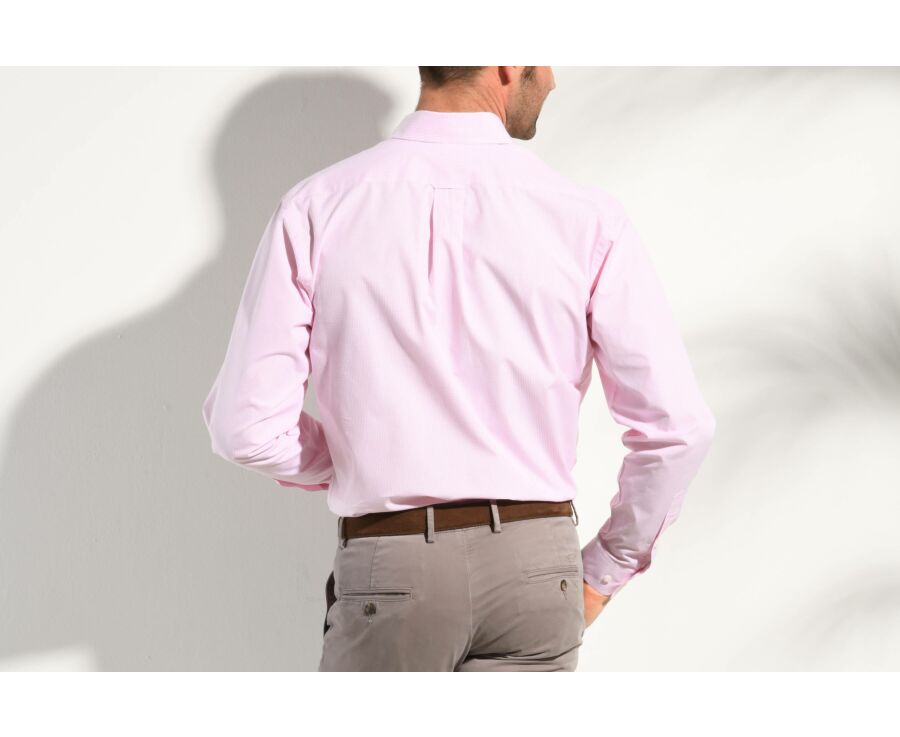 Chemise à carreaux fins roses et blancs - Poche - TIM