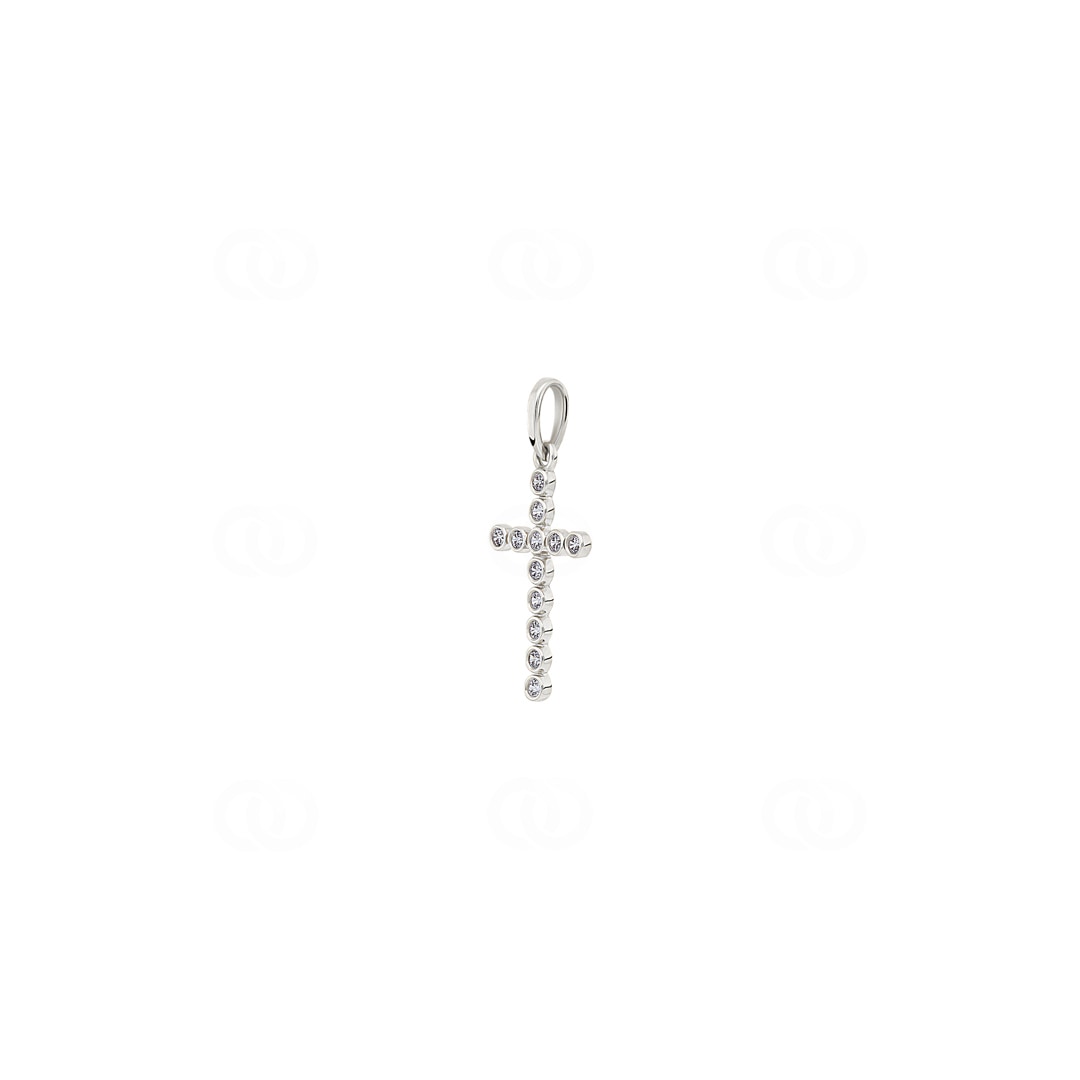 Anhänger 750/18 K Weissgold Kreuz mit Zirkonia