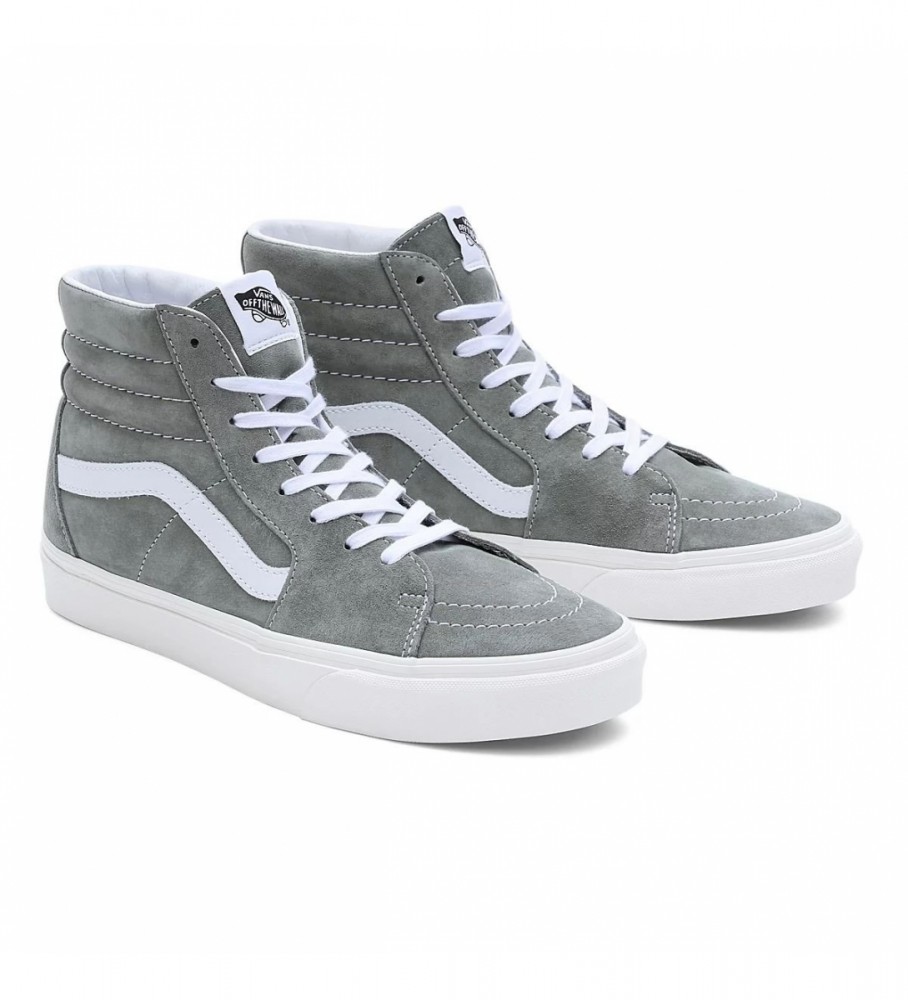 Tênis Vans Sk8-Hi de couro cinza