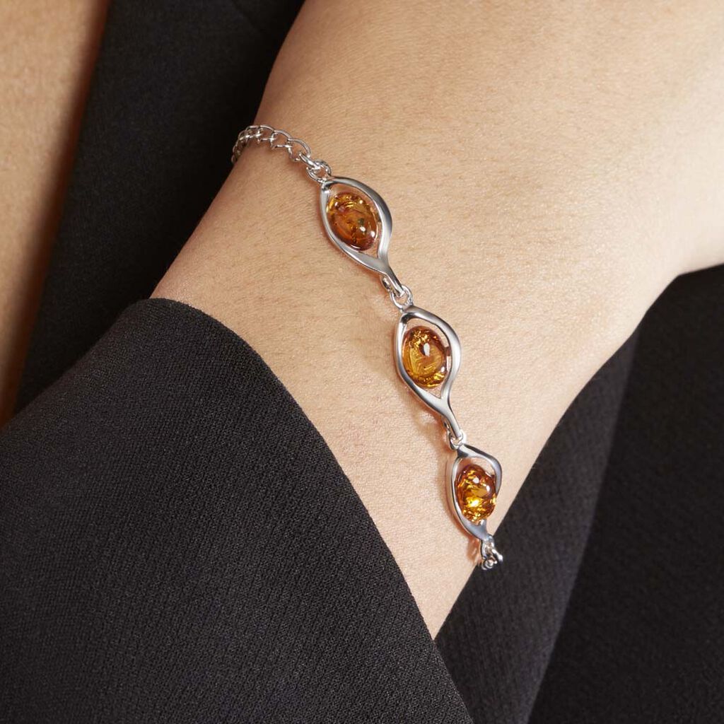 Bracelet Argent Blanc Mounyaae Ambre
