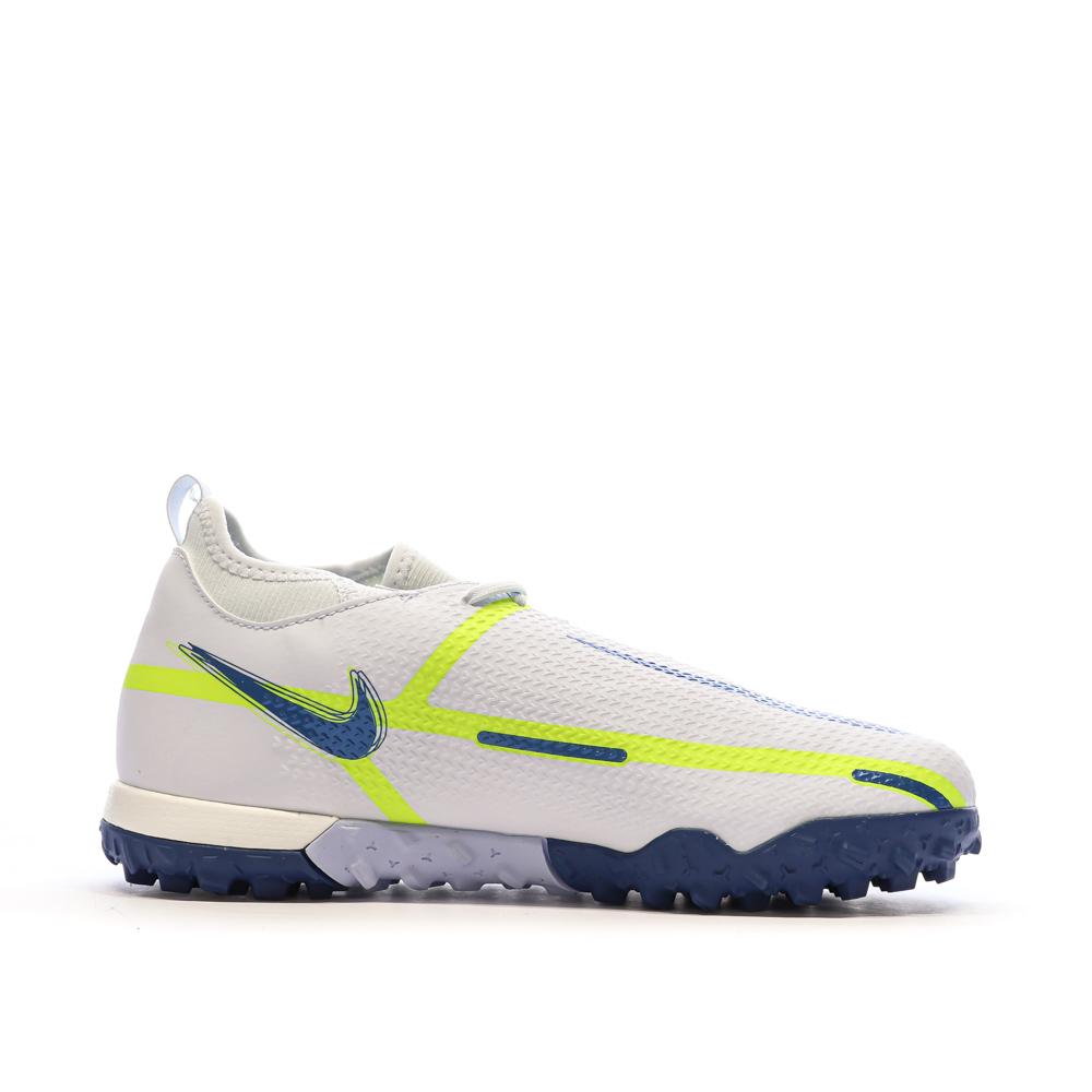 Nike Chaussures de Foot Blanc/Bleu/Jaune Junior Nike Phantom GT2 Academy
