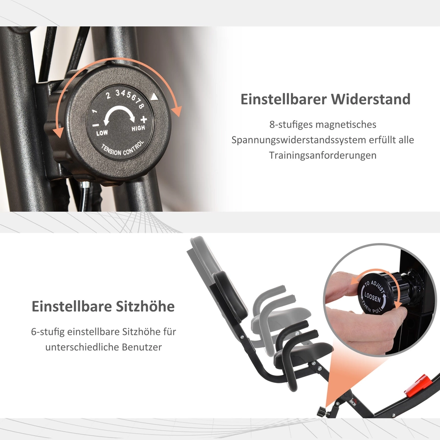HOMCOM Fahrradtrainer mit LCD Display rot, schwarz