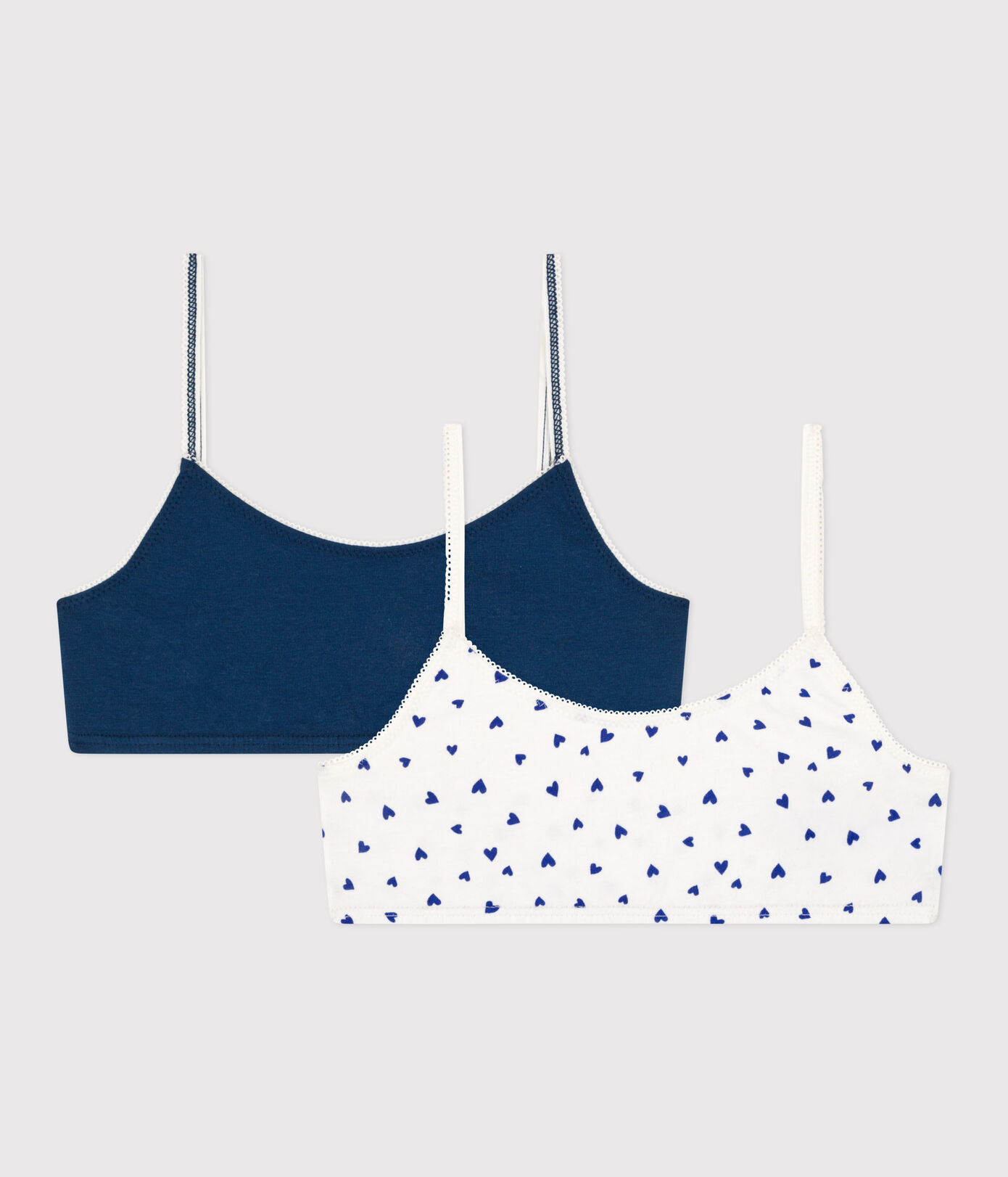 Lot de 2 brassières cœur en coton et élasthanne petite fille