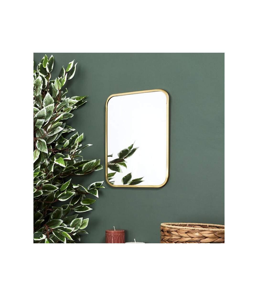 Paris Prix - Miroir Mural Déco contour Carré 34cm Or