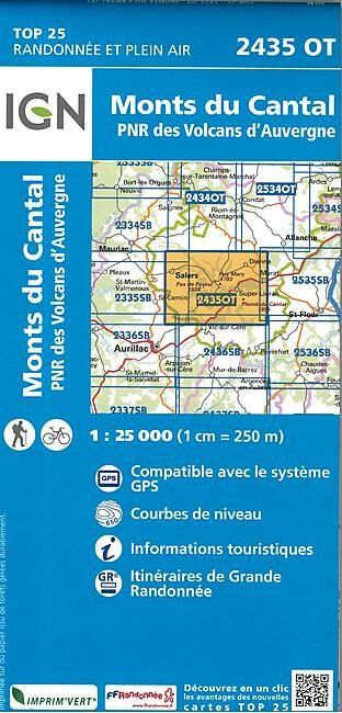IGN - TOP25 2435OT MONTS DU CANTAL 1 25 000