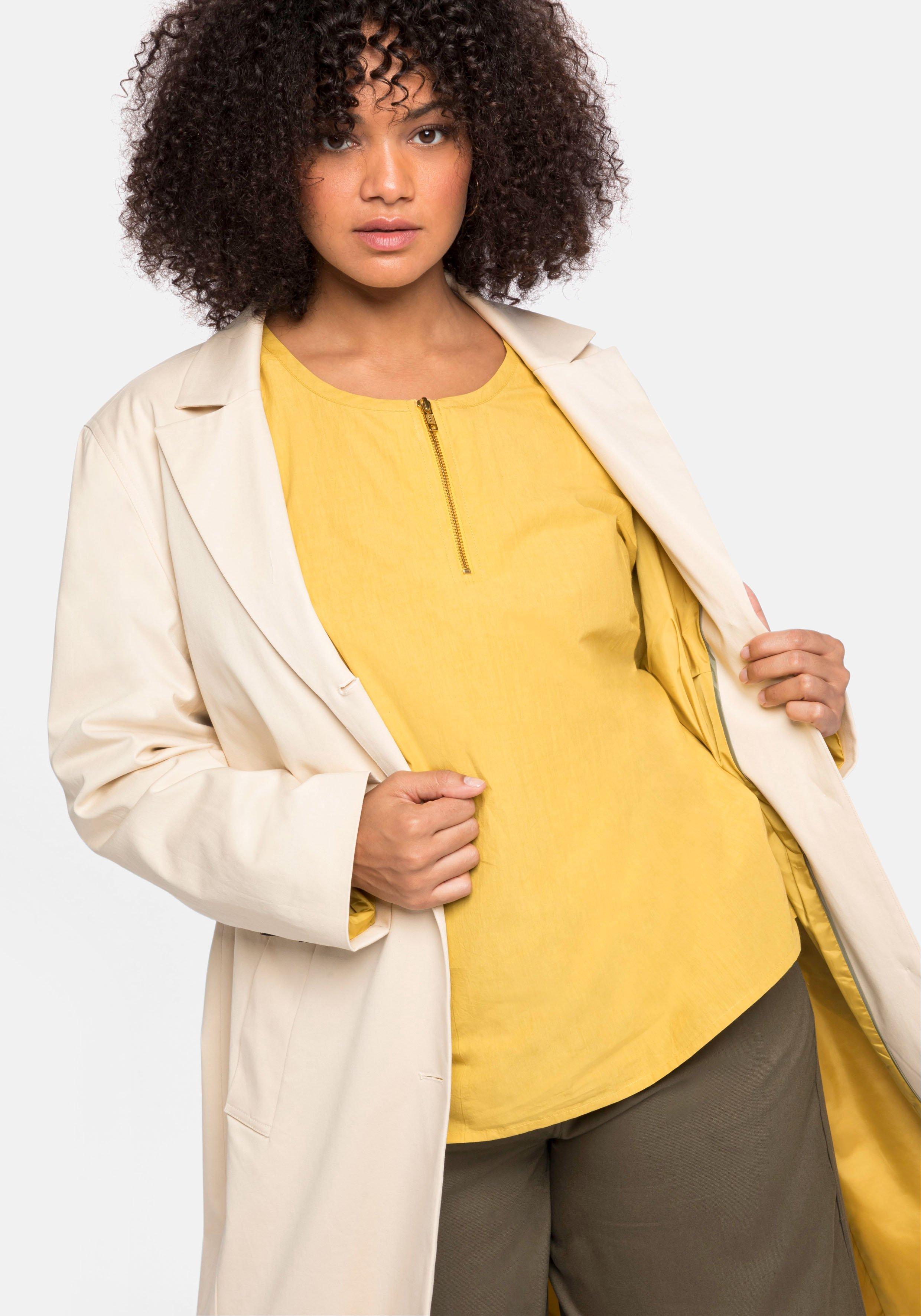 Trenchcoat mit Reverskragen und Kontrastfutter