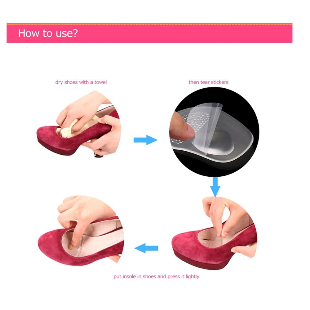 (1 Paar) Ultraweiche Silikon Gelpad Anti-Rutsch / Massage Einlagen für High Heels - Transparent