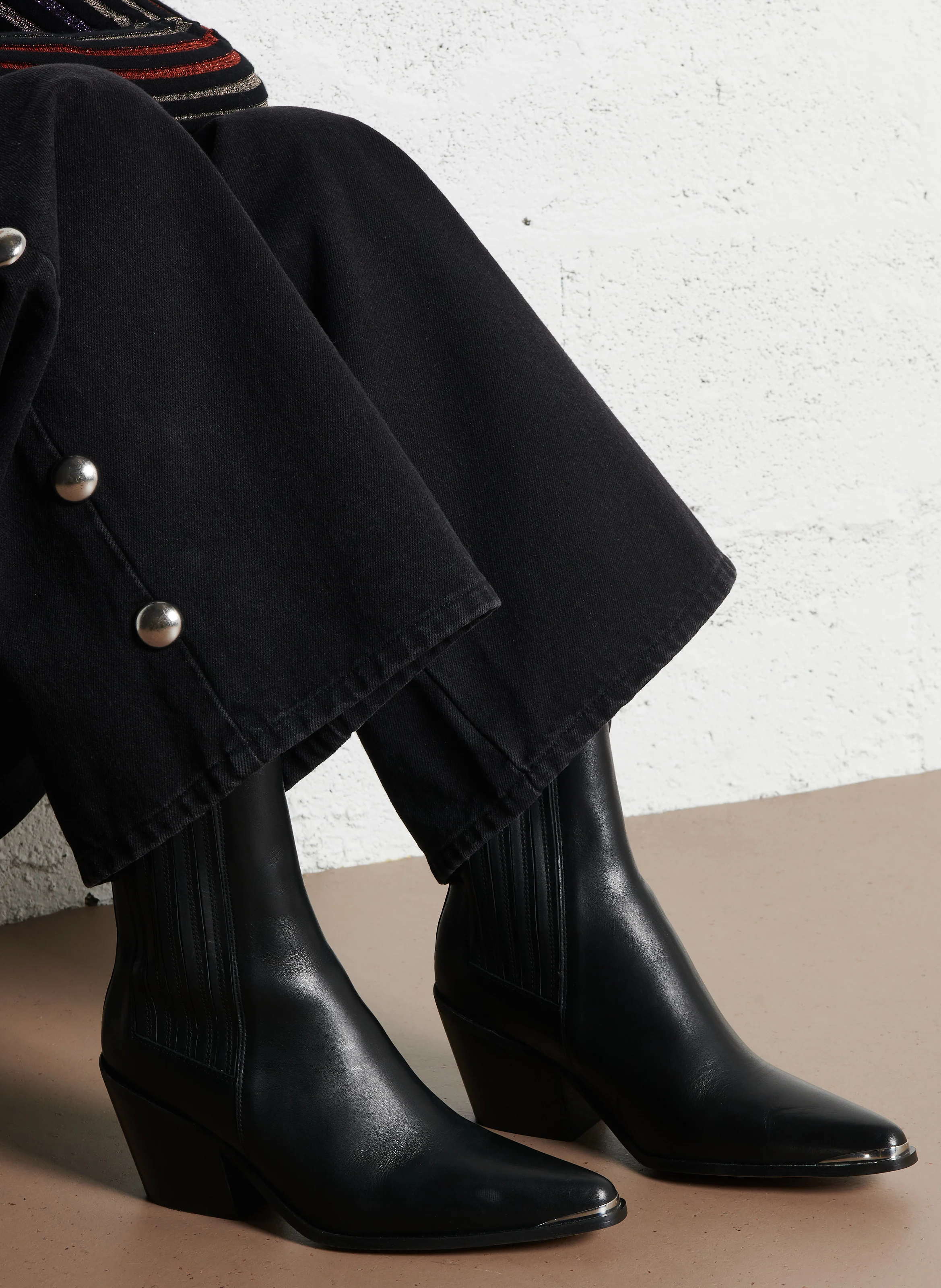 BROOKLYN - Bottines santiags en cuir | Noir