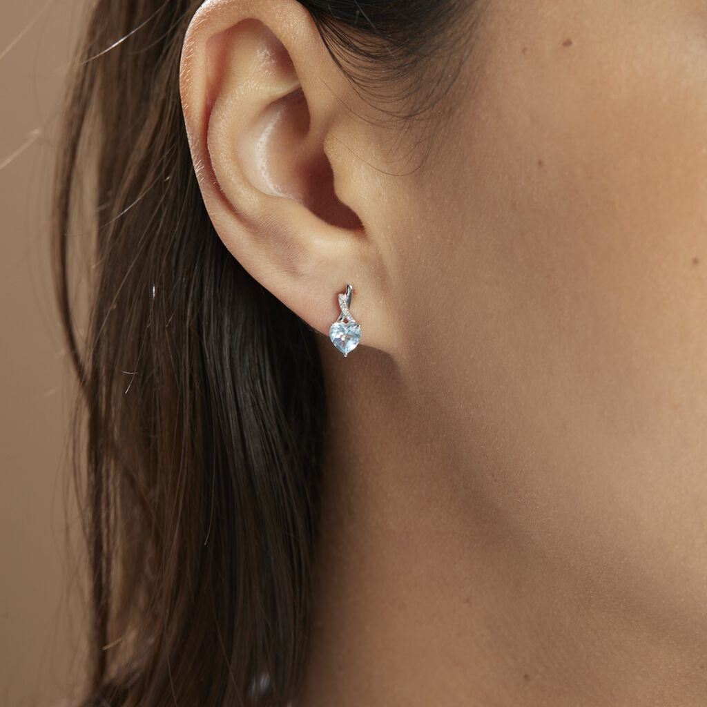 Boucles D'oreilles Or Blanc Clothilde Topazes Oxydes