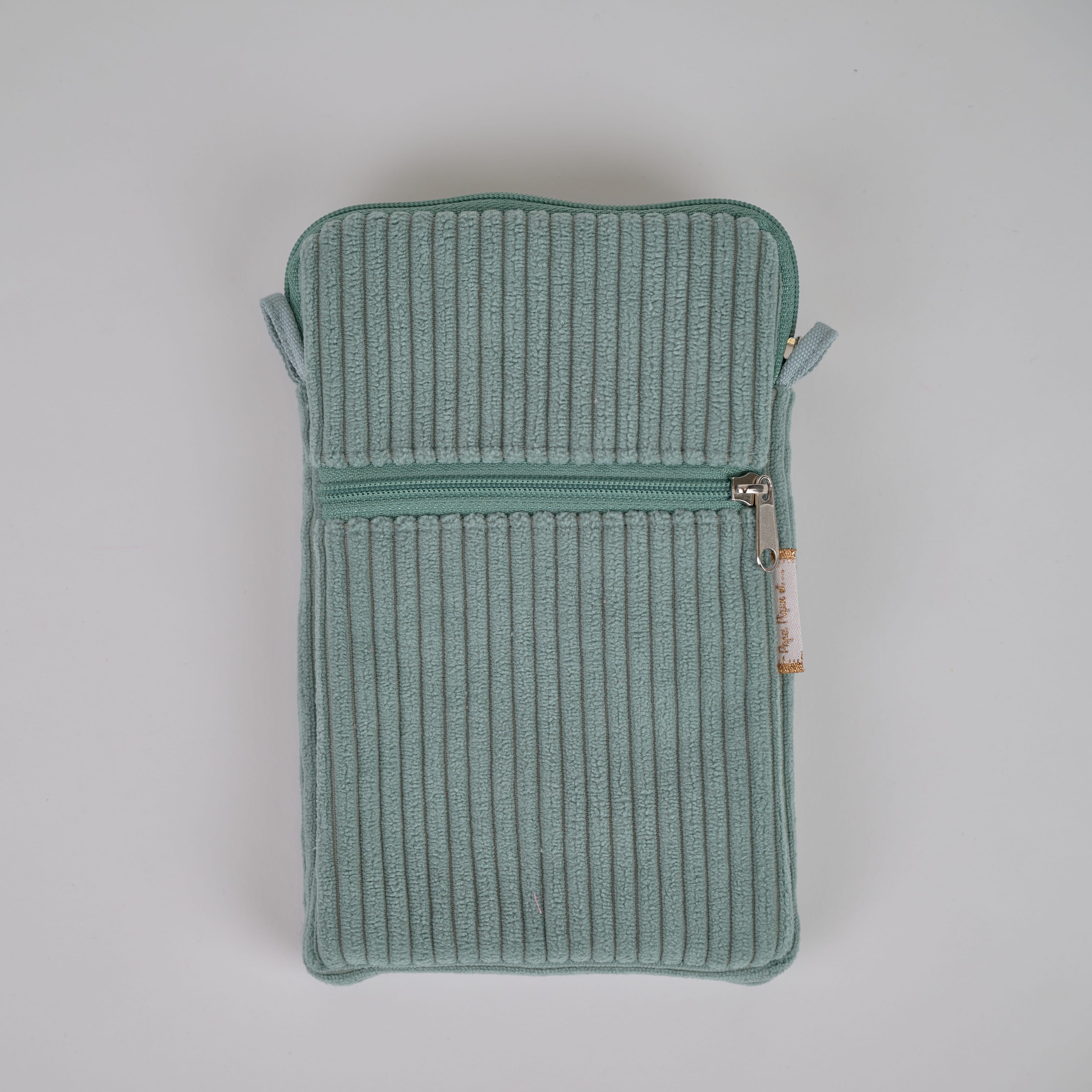 Pochette Téléphone Matelassée Velours Côtelé Lichen