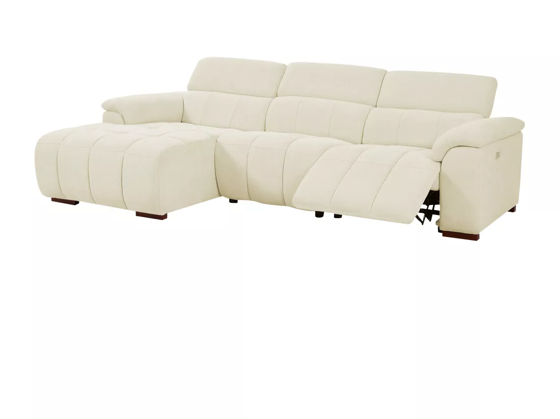 Canapé d'angle gauche relax électrique en tissu beige MOLPICA