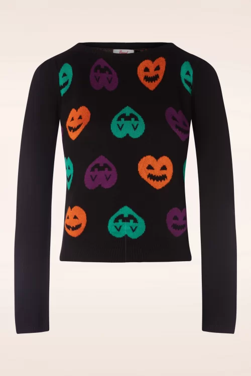 Banned Retro Heart Halloween Trui in Zwart