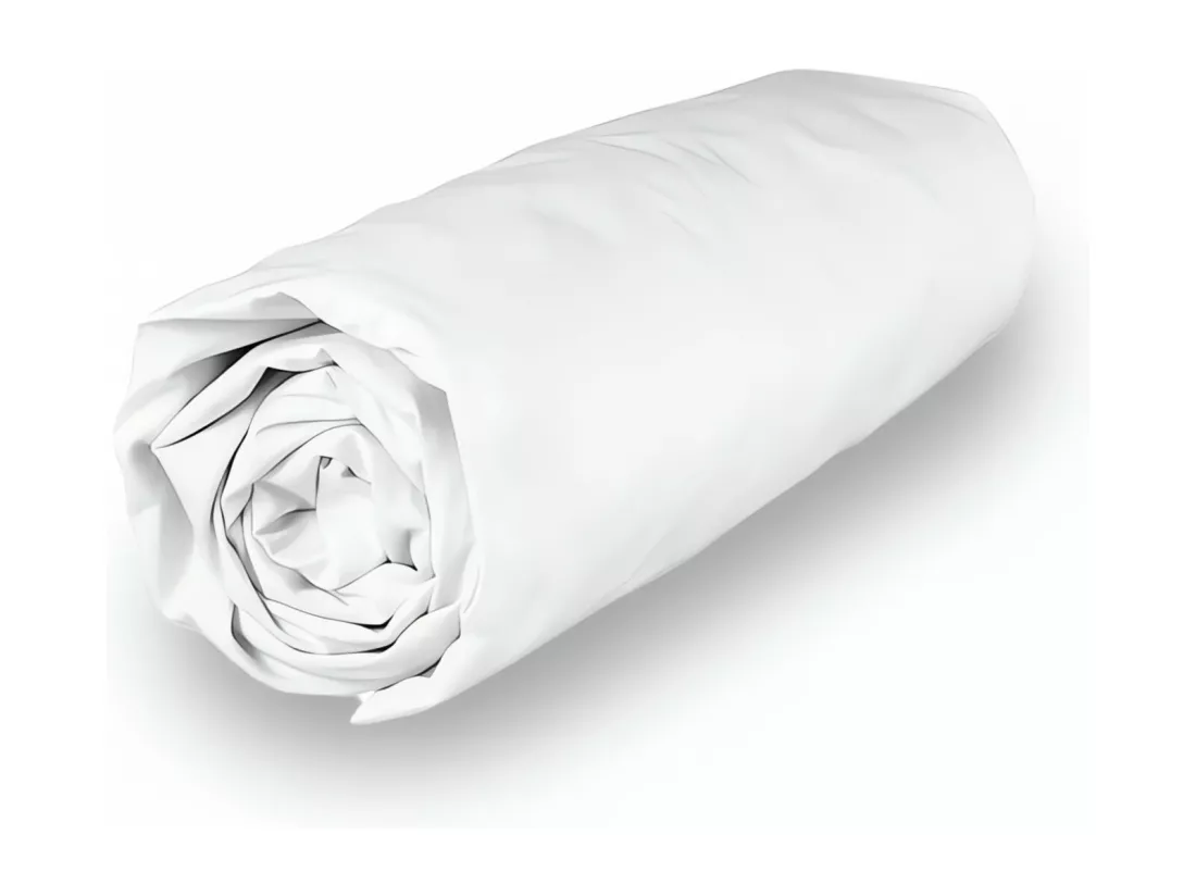 Drap housse en coton 160x200 cm PERCALE blanc, par Soleil d'ocre