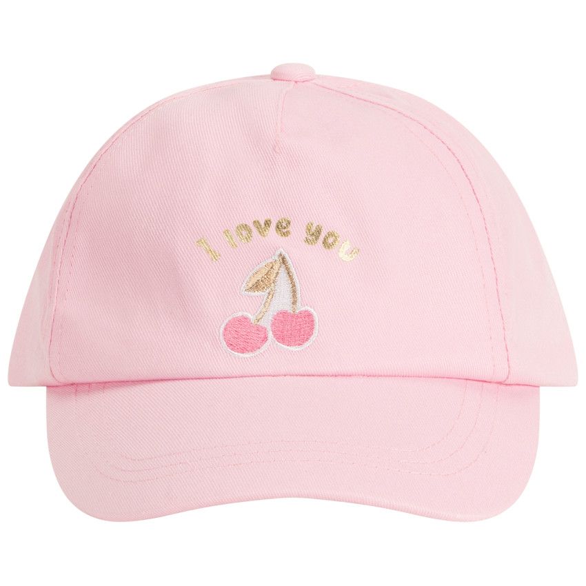 Casquette print doré et cerises brodées pour bébé fille - Lilas