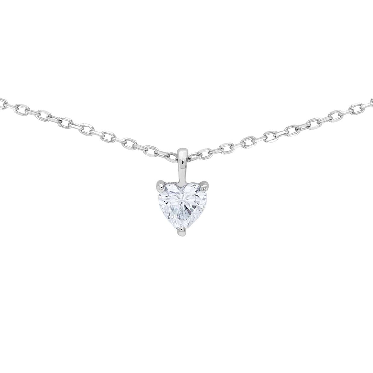 Collier Brillaxis or blanc 18 carats coeur oxyde
