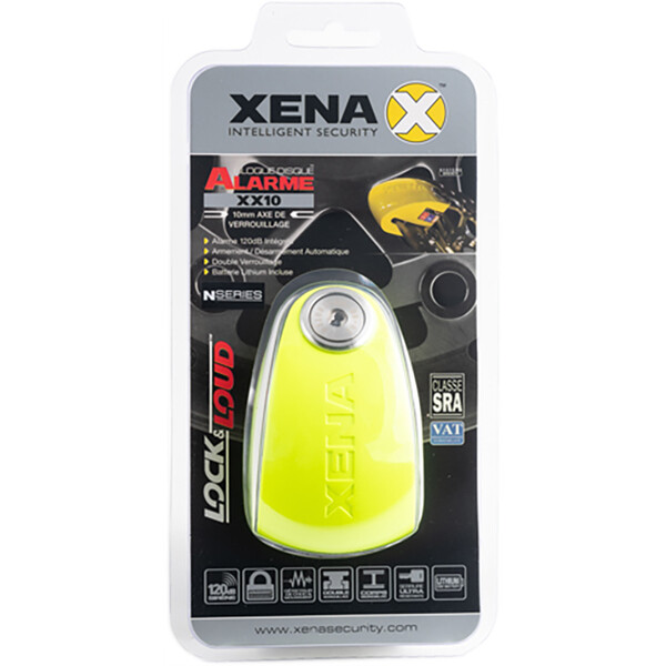 Xena - Bloque disque alarme XX10 SRA Jaune fluo