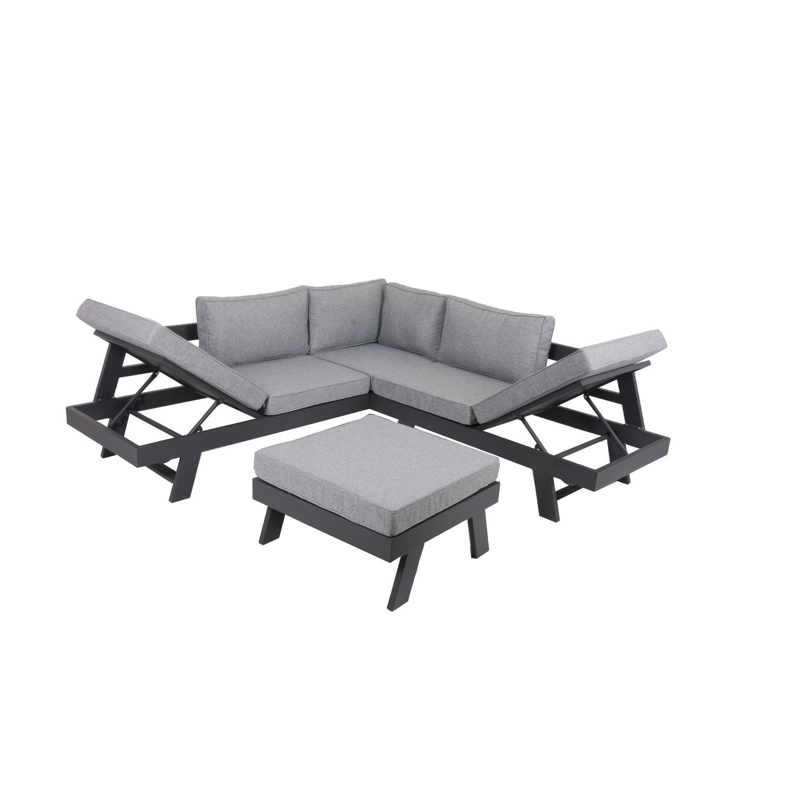 3-teiliges Lounge-Set DONNA - grau - mit Kissen