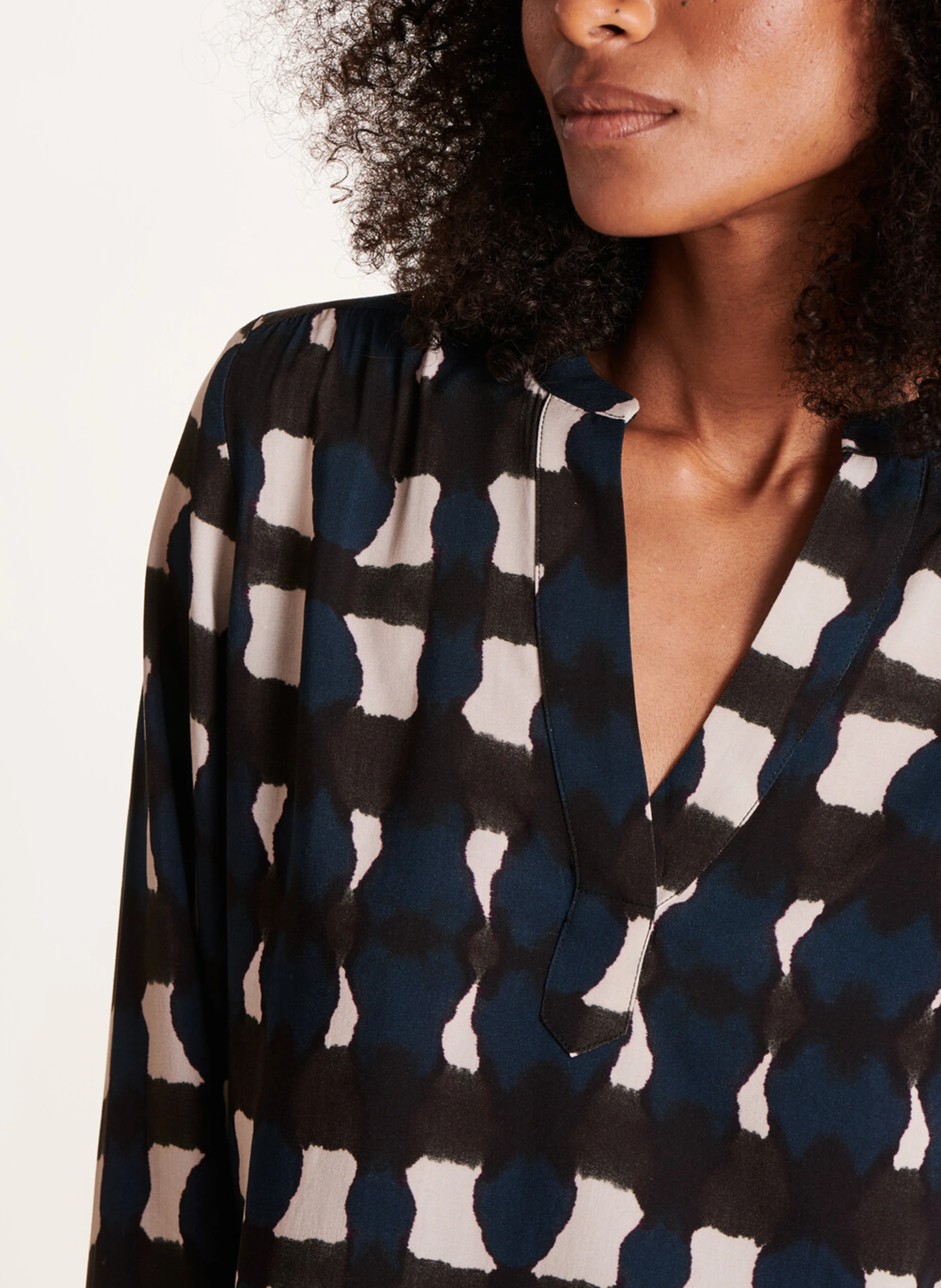 Top col V imprimé | Bleu