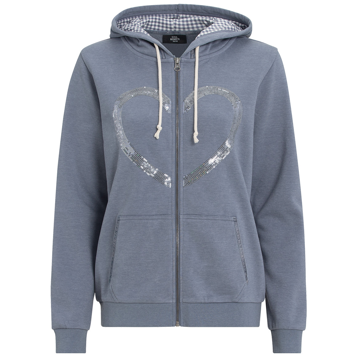 Gina Benotti Damen Sweatjacke mit Herz-Motiv hellblau