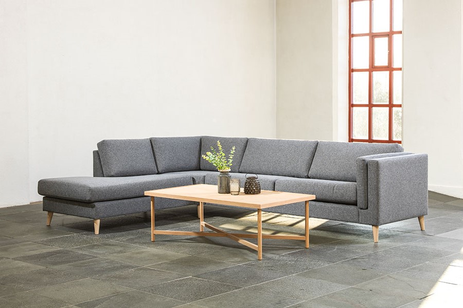 Edda sofa Tekstil Salsa 3 grey, ben 8, armlen G.