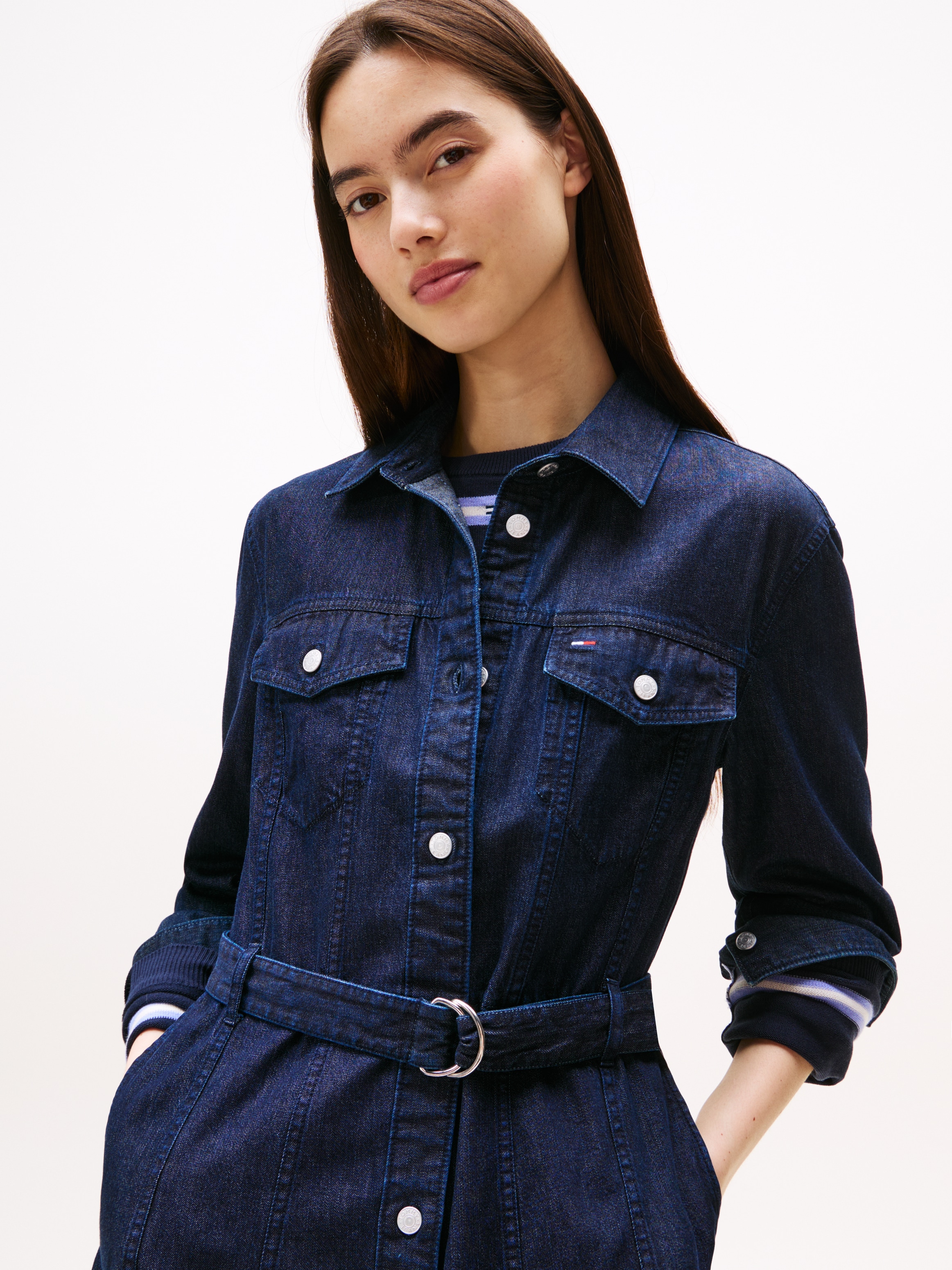 Tommy Jeans Jeanskleid »DENIM BELTED DRESS« Brusttaschen